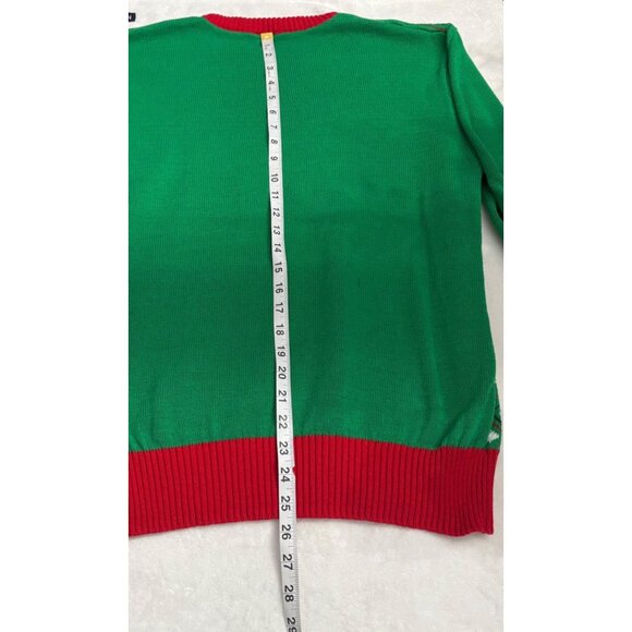 Resting Grinch Face Christmas Green & Red Pullover Womens Cozy Sweater Size XL - Picture 10 of 11